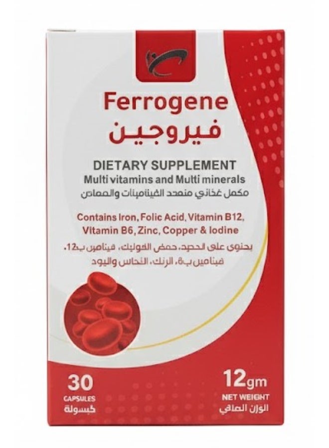 فيروجين مكمل غذائي متعدد الفيتامينات والمعادن 30 كبسولة